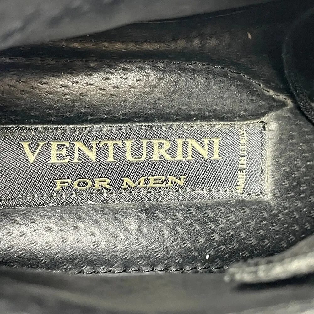 Venturini Black Leather Square Toe Lace Up Chelsea Boots Mens 9